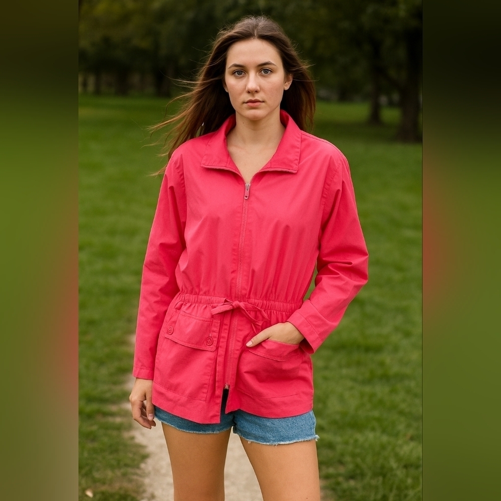 Vintage Tabi Shirt  Coat Jacket Wind Resistant Oversized Fit Pink 14